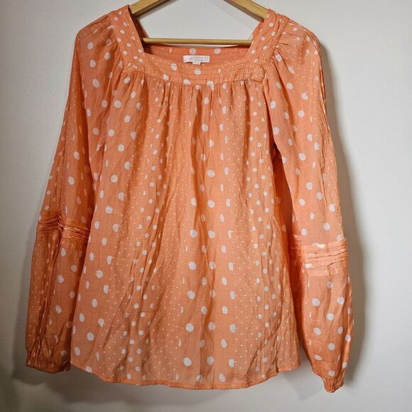 EUC LIKE NEW LAUREN CONRAD POLKA DOT SQUARE NECK LONGSLEEVES TOP SIZE M - Picture 1 of 14
